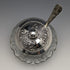 British antique cut glass jam pot silver plate lid & spoon